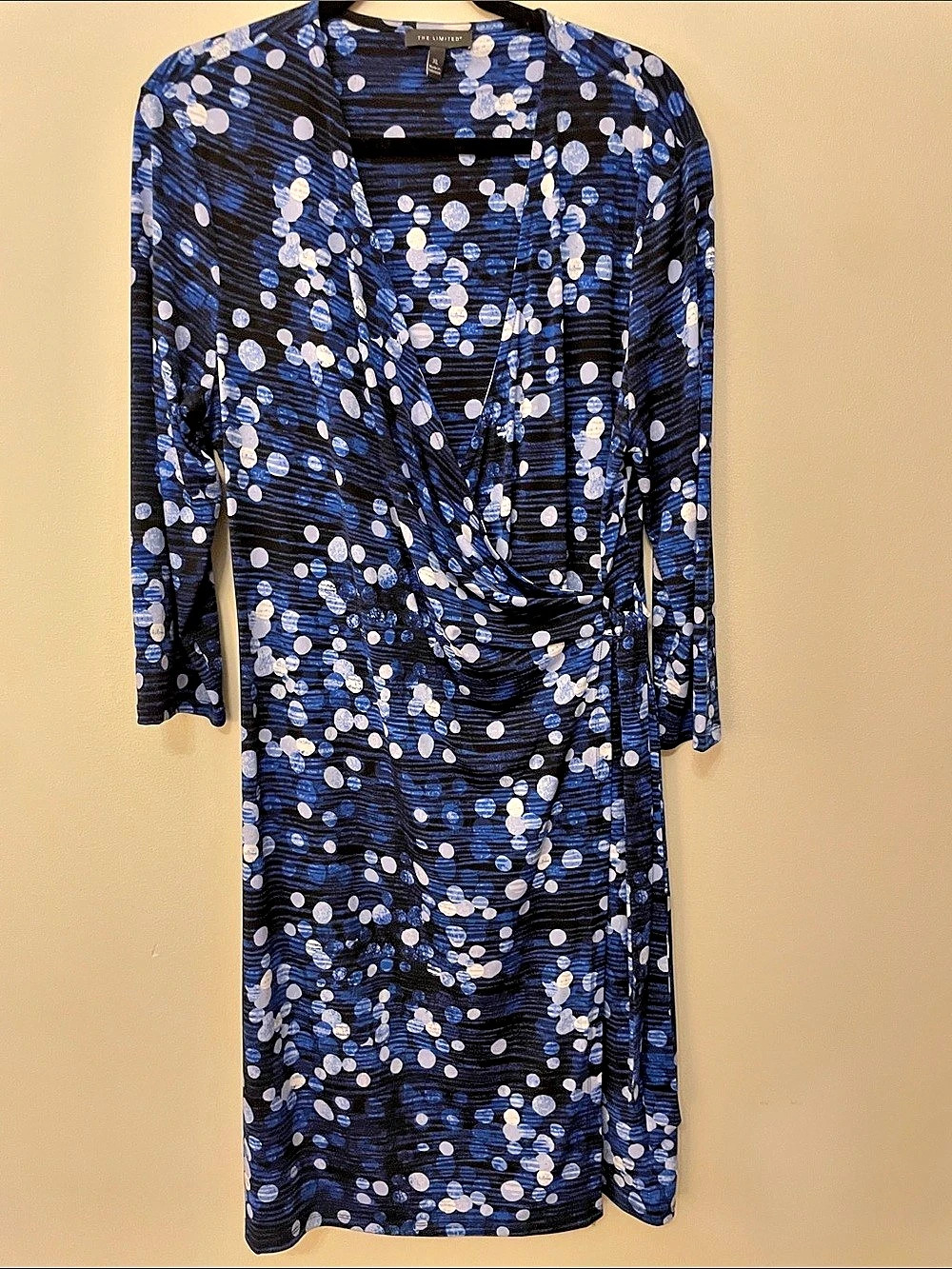 The Limited Polka Dot Midi Dress in Blue & Black Size XL